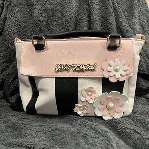 Betsey Johnson striped flower handbag purse